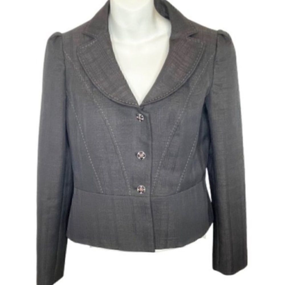 Nine West black and gold metallic cropped blazer size 4